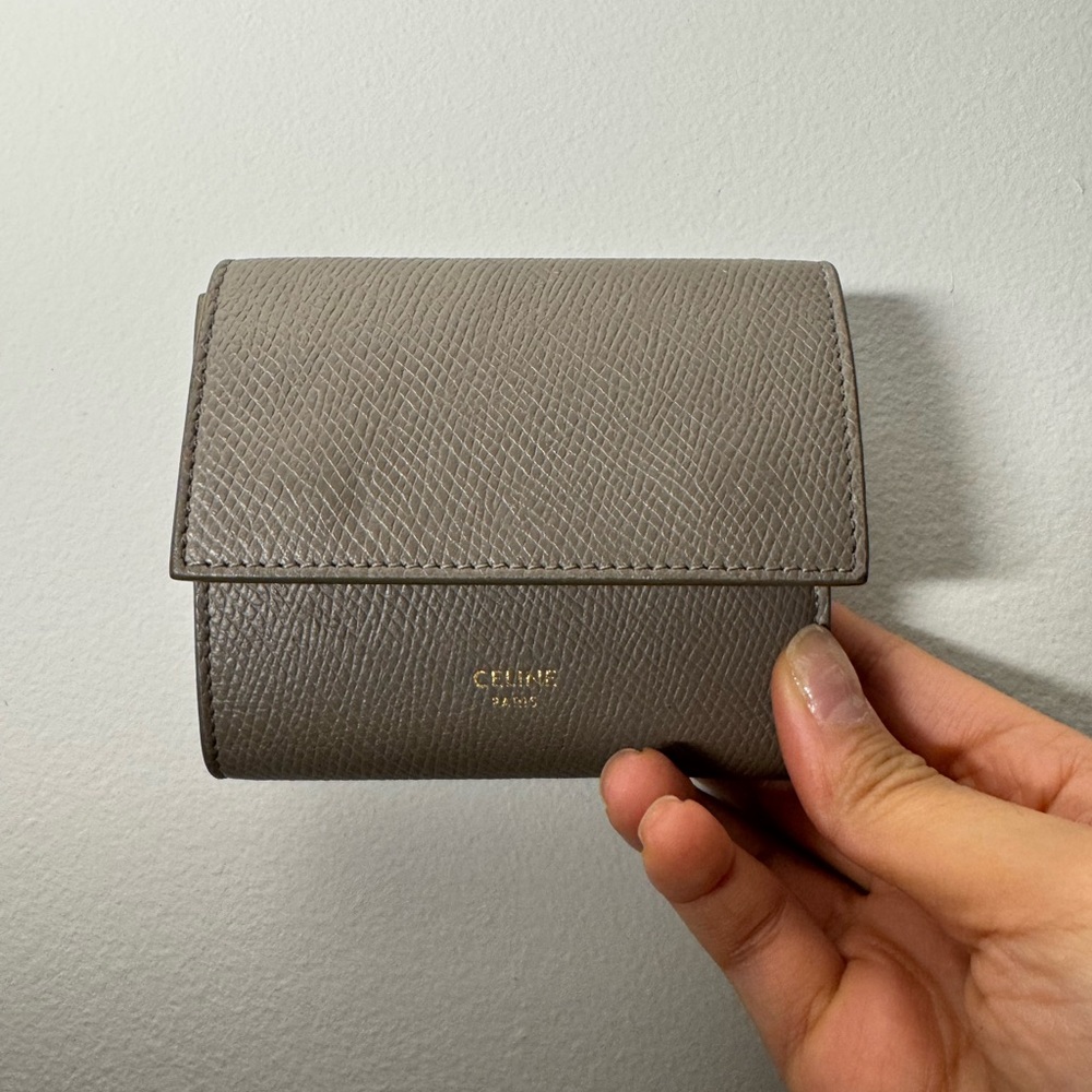Gray Leather Trifold Wallet
